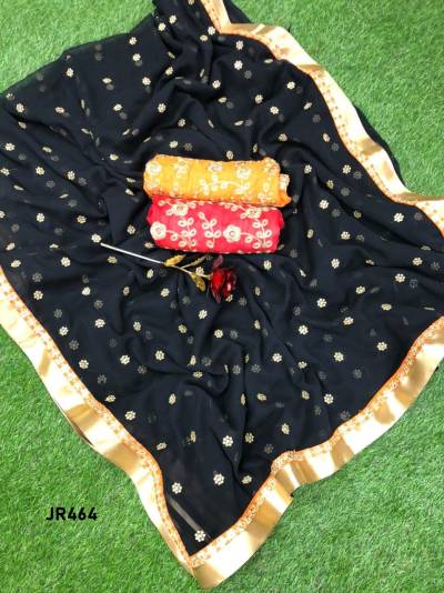 D.NO. JR464 BY JR GRORGETTE SAREE MANUFACTURER IN INDIA